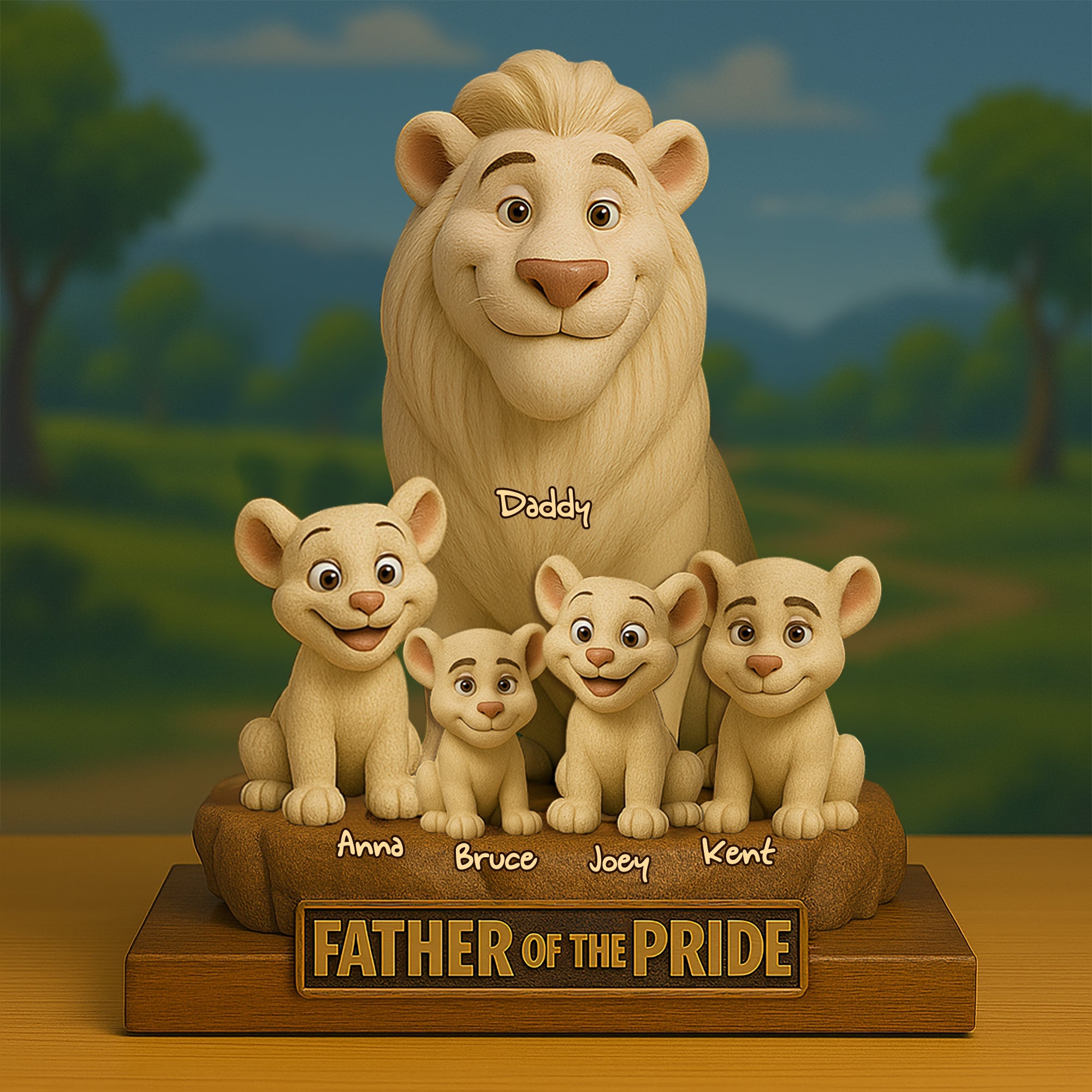 Love Like A Lion: Personalized Lion Dad Of The Pride Acrylic Plaque - Perfect Gift for Father & Grandpa Shaped Plaques PopCulturePrints