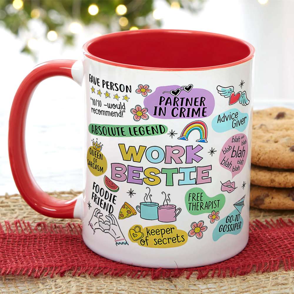 Personalized Work Bestie Accent Mug - Custom Cartoon Design Coffee Mug PopCulturePrints