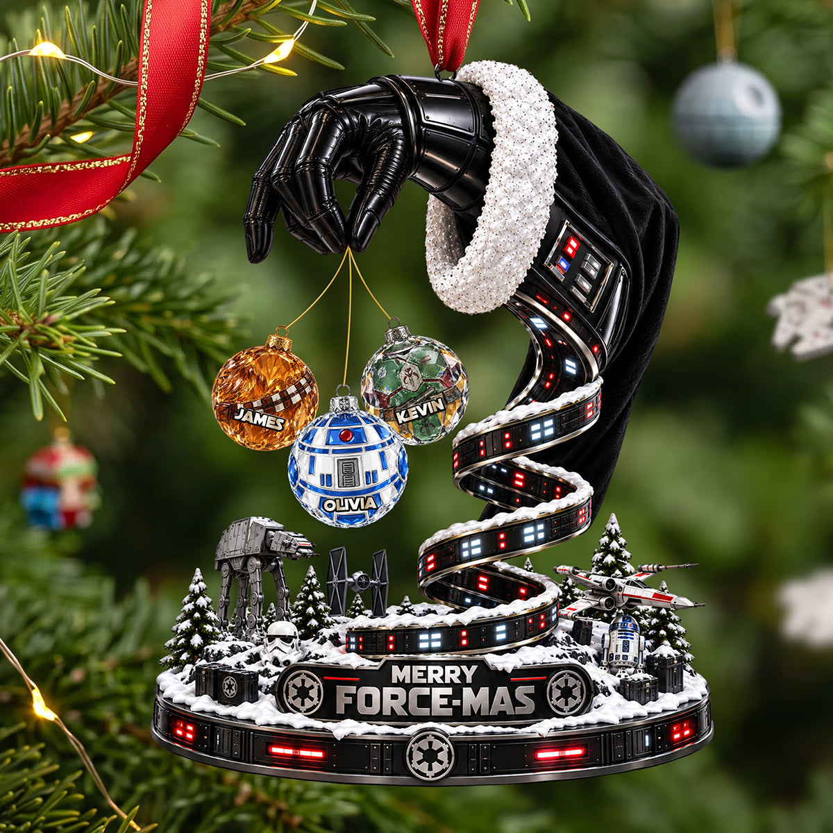 “Celebrate the Force this Christmas!” - Merry Space-mas Christmas Ornament, Personalized Gift for Star Wars Fans
