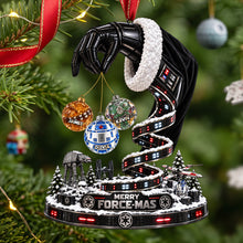 Load image into Gallery viewer, “Celebrate the Force this Christmas!” - Merry Space-mas Christmas Ornament, Personalized Gift for Star Wars Fans
