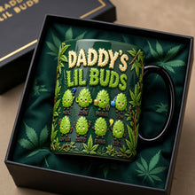 Load image into Gallery viewer, “For Every Dad Who Loves His Lil Buds” - Personalized Daddy's Lil Buds Magic Ceramic Coffee Mug - Gift for Dad, Grandpa, and Loved Ones Coffee Mug PopCulturePrints
