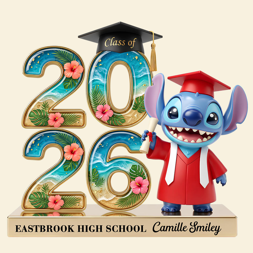 “Celebrate Their Achievement!” - Lovely Alien Graduation Plaque - Personalized Gift for Graduates Shaped Plaques PopCulturePrints