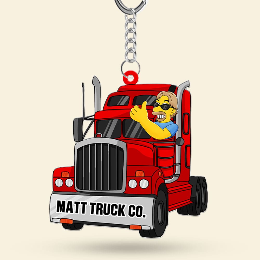 Personalized Truck Driver Keychain - Custom Badass Trucker Gift Keychains PopCulturePrints