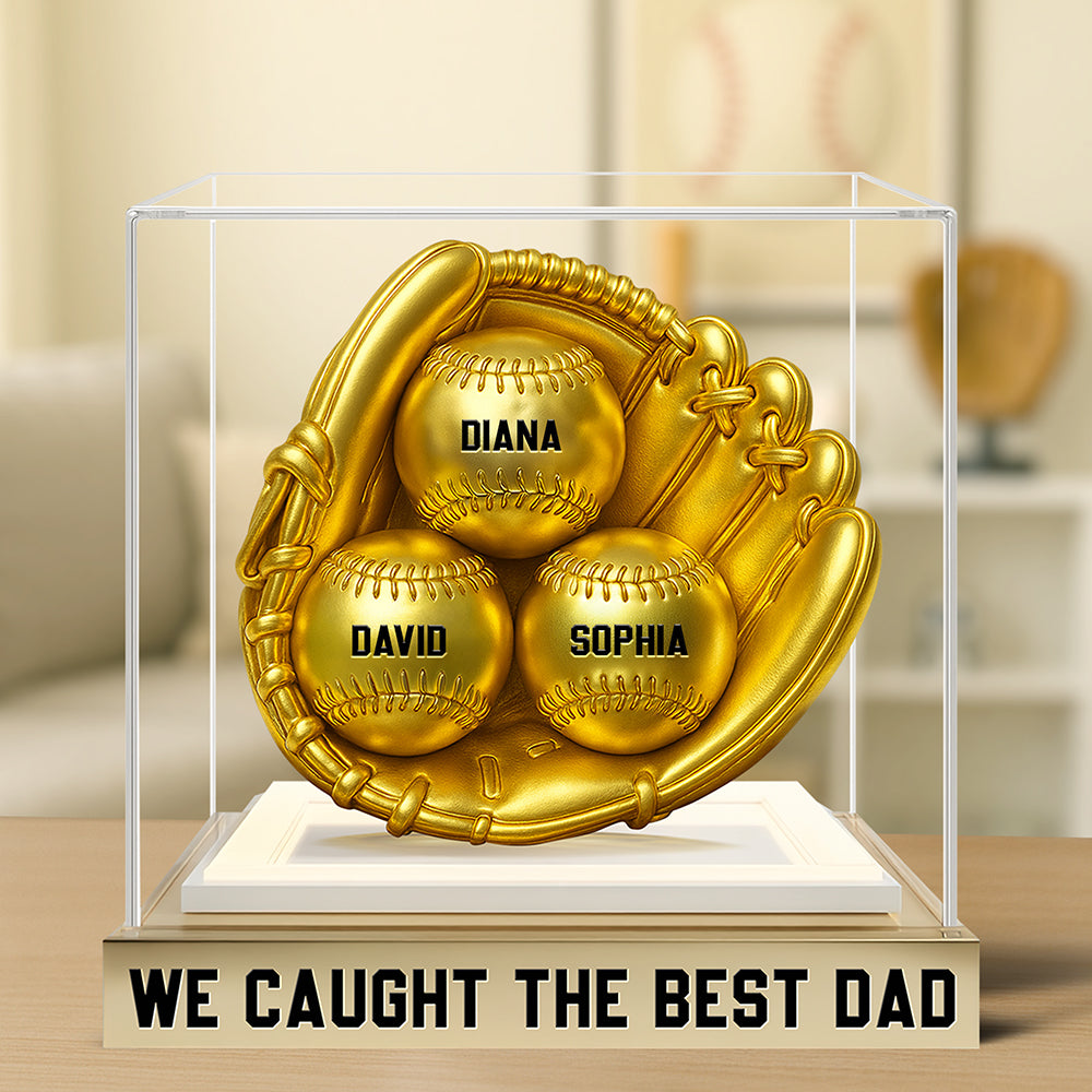 We Caught the Best Dad: Personalized Baseball Dad Acrylic Plaque - Unique Gift for Dads, Grandpas Shaped Plaques PopCulturePrints