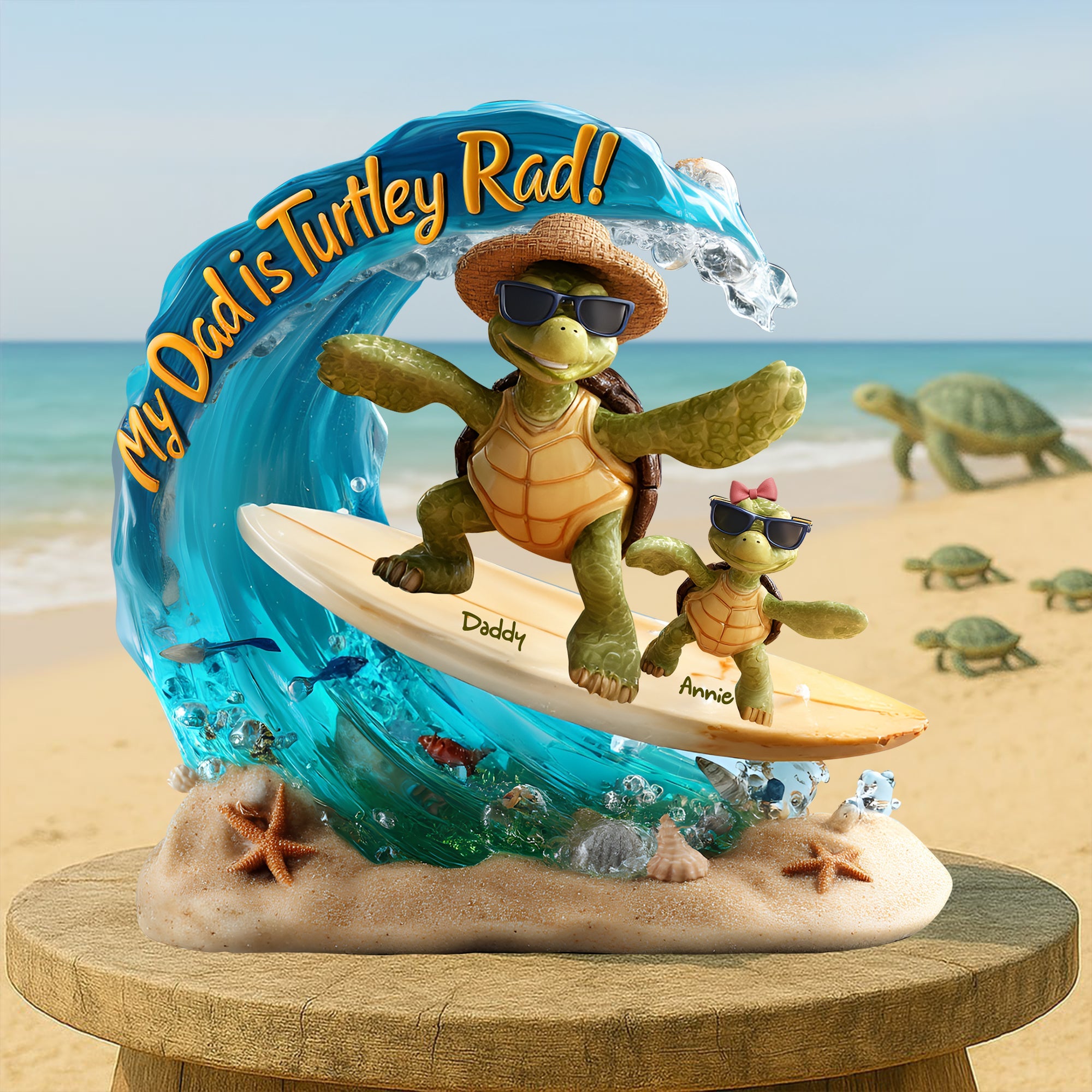 Our Dad is Turtley Rad! - Personalized Turtle Dad Acrylic Plaque - Unique Gift for Dads & Grandpas Shaped Plaques PopCulturePrints