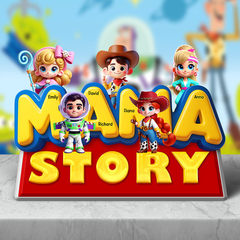 "Every mom has a story" - Personalized Mama Story Acrylic Plaque - Unique Gift for Mom, Grandma, and Loved Ones Shaped Plaques PopCulturePrints