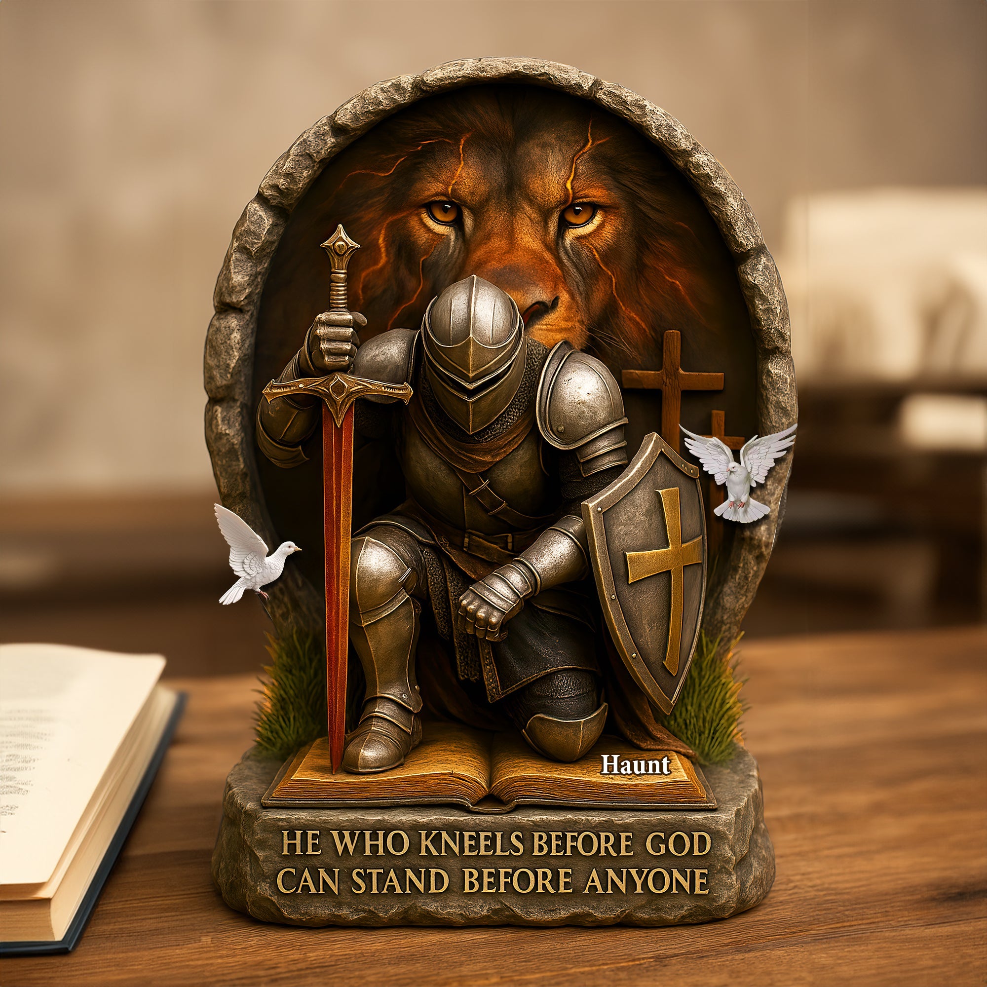 He Who Kneels Before God - Personalized Acrylic Plaque for Jesus Lovers Shaped Plaques PopCulturePrints