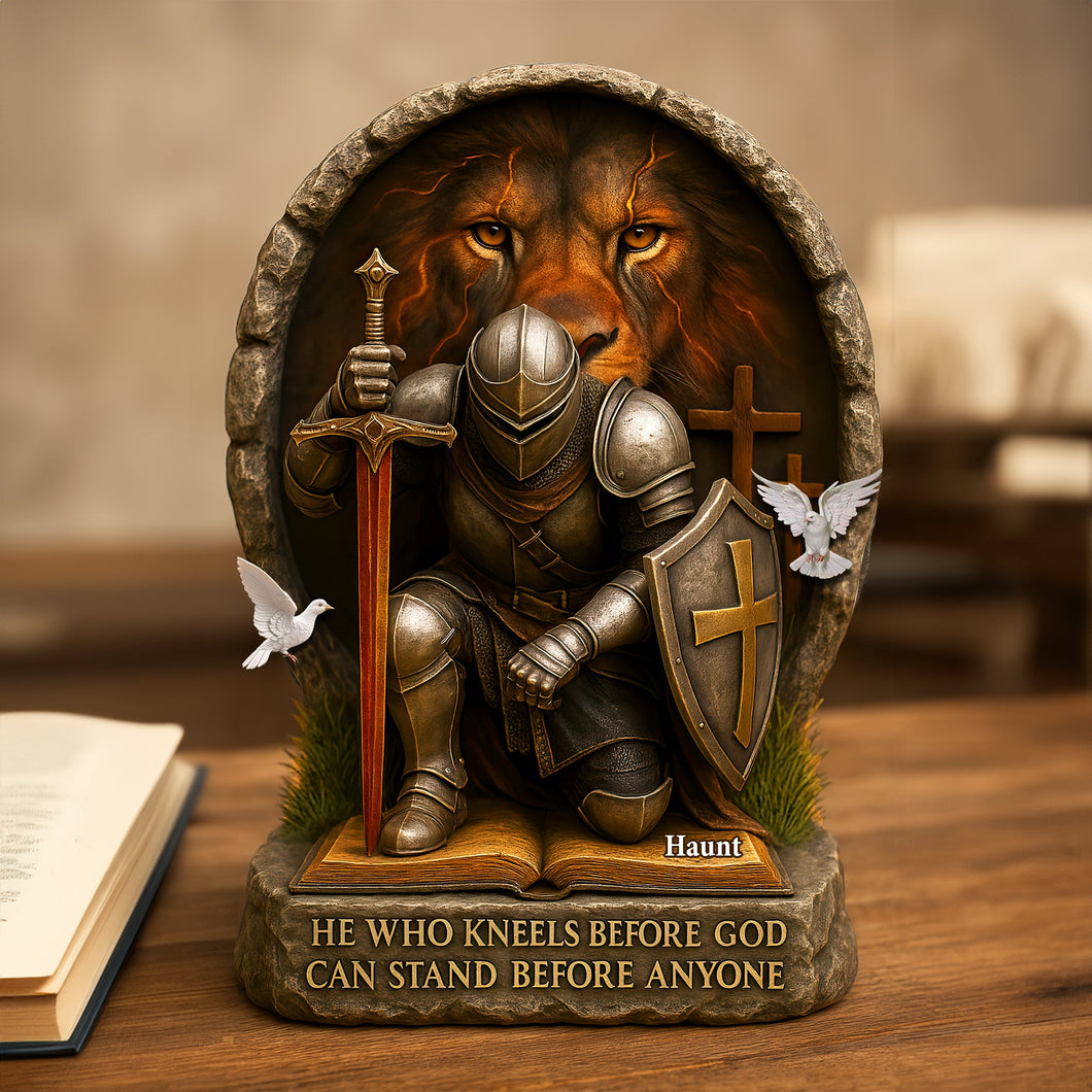 He Who Kneels Before God - Personalized Acrylic Plaque for Jesus Lovers Shaped Plaques PopCulturePrints