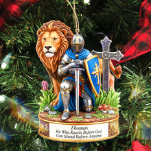 Load image into Gallery viewer, &quot;He Who Kneels Before God Can Stand Before Anyone&quot; - Personalized Kneeing Knight Acrylic Ornament - Gift for Him/Her/Family/Friends Ornament PopCulturePrints
