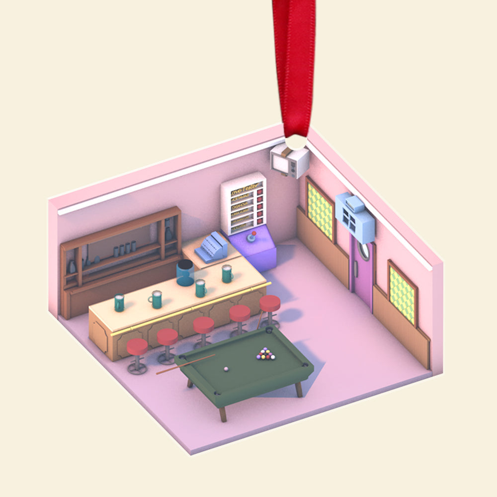 Custom Movie Lover Christmas Ornament - Isometric Room Design Ornament PopCulturePrints