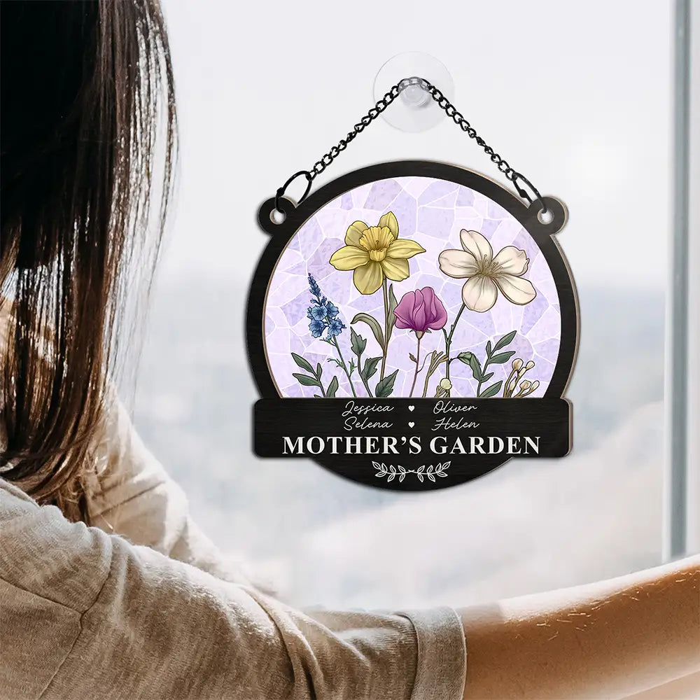 Blooming Love: Grandma's Garden Personalized Suncatcher Ornament - Unique Gift for Mom, Nanny, and Grandma Suncatcher Ornament PopCulturePrints