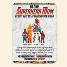 Load image into Gallery viewer, Superhero Mom Personalized Blanket - Custom Names Gift Blanket PopCulturePrints
