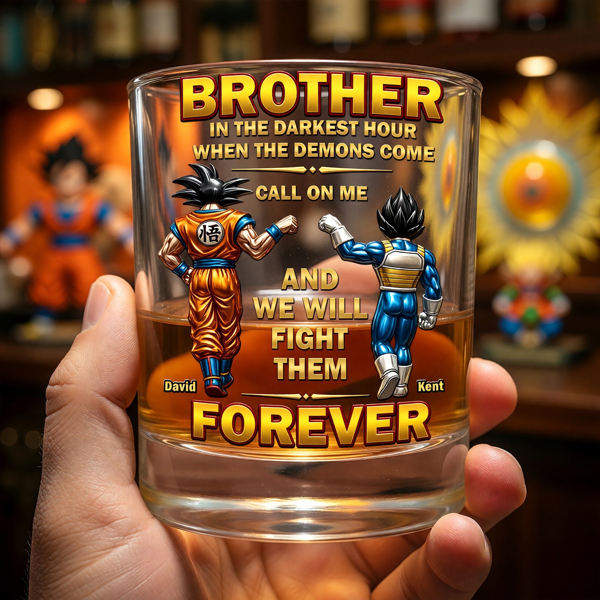 Brotherhood in the Darkest Hour - Unique Round Glass, Personalized Gift for Brothers and Best Friends