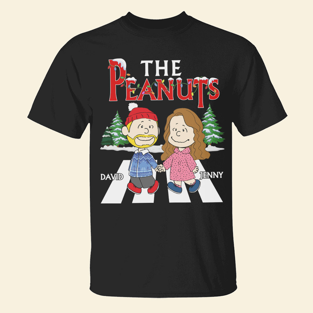 Personalized Christmas Couple Sweatshirt - The Peanuts Themed Design