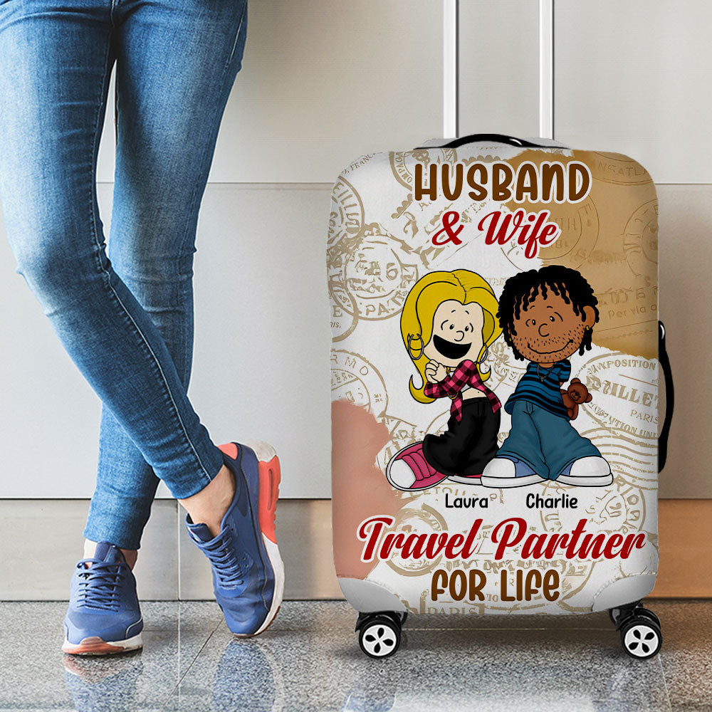 Personalized Luggage Cover for Couples - Travel Partner for Life Luggage Covers PopCulturePrints