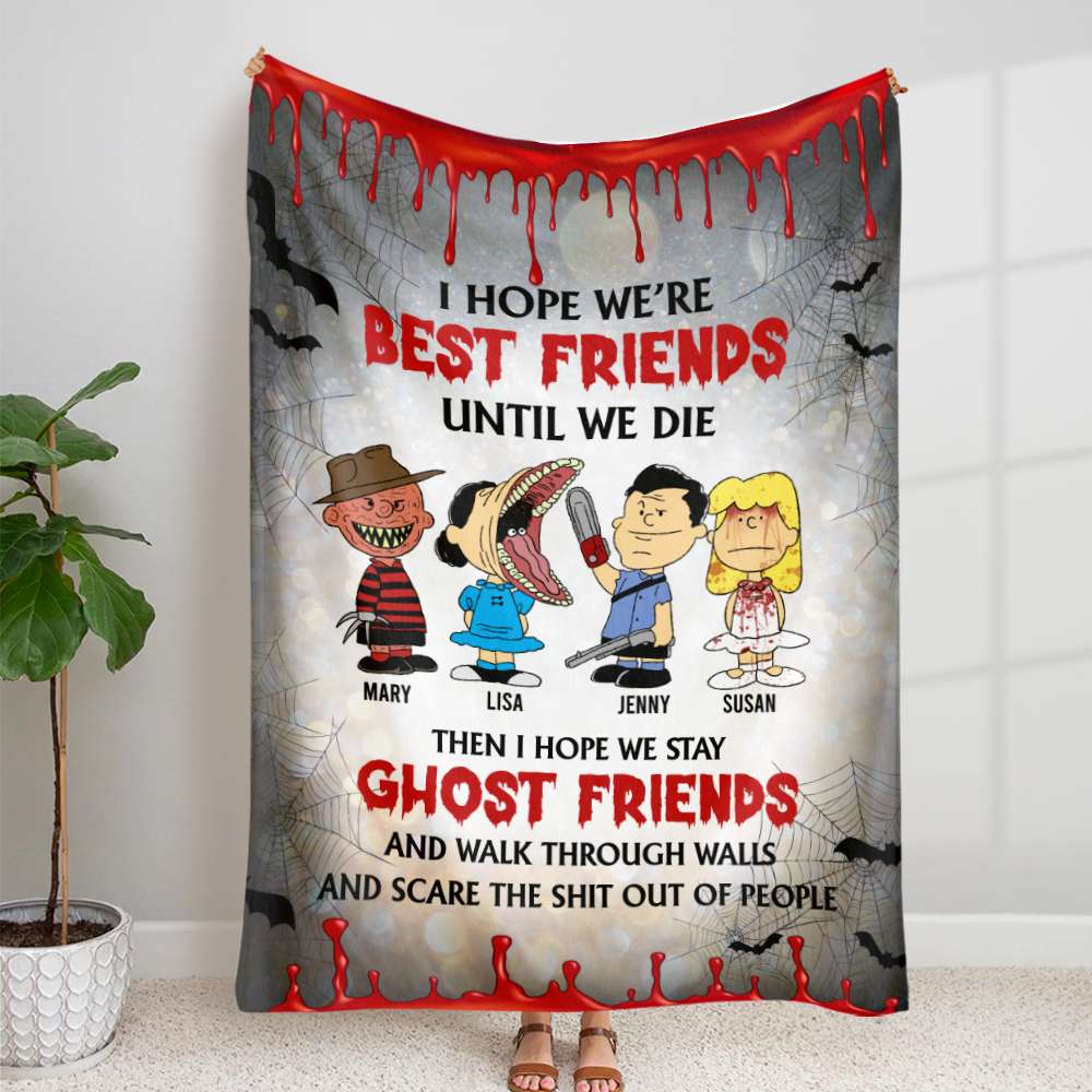 Personalized Halloween Best Friends Ghost Blanket - Custom Names