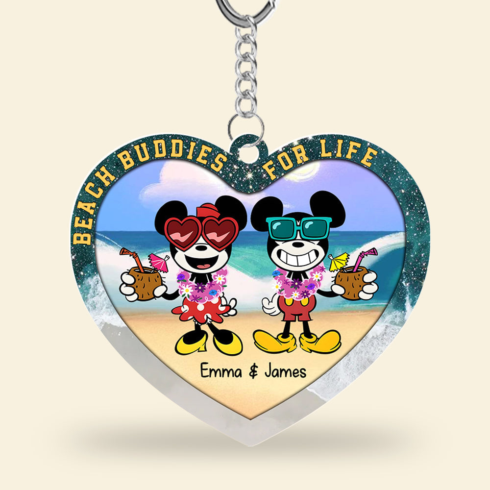 Personalized Beach Buddies Couple Keychain - Custom Valentine's Day Gifts Keychains PopCulturePrints