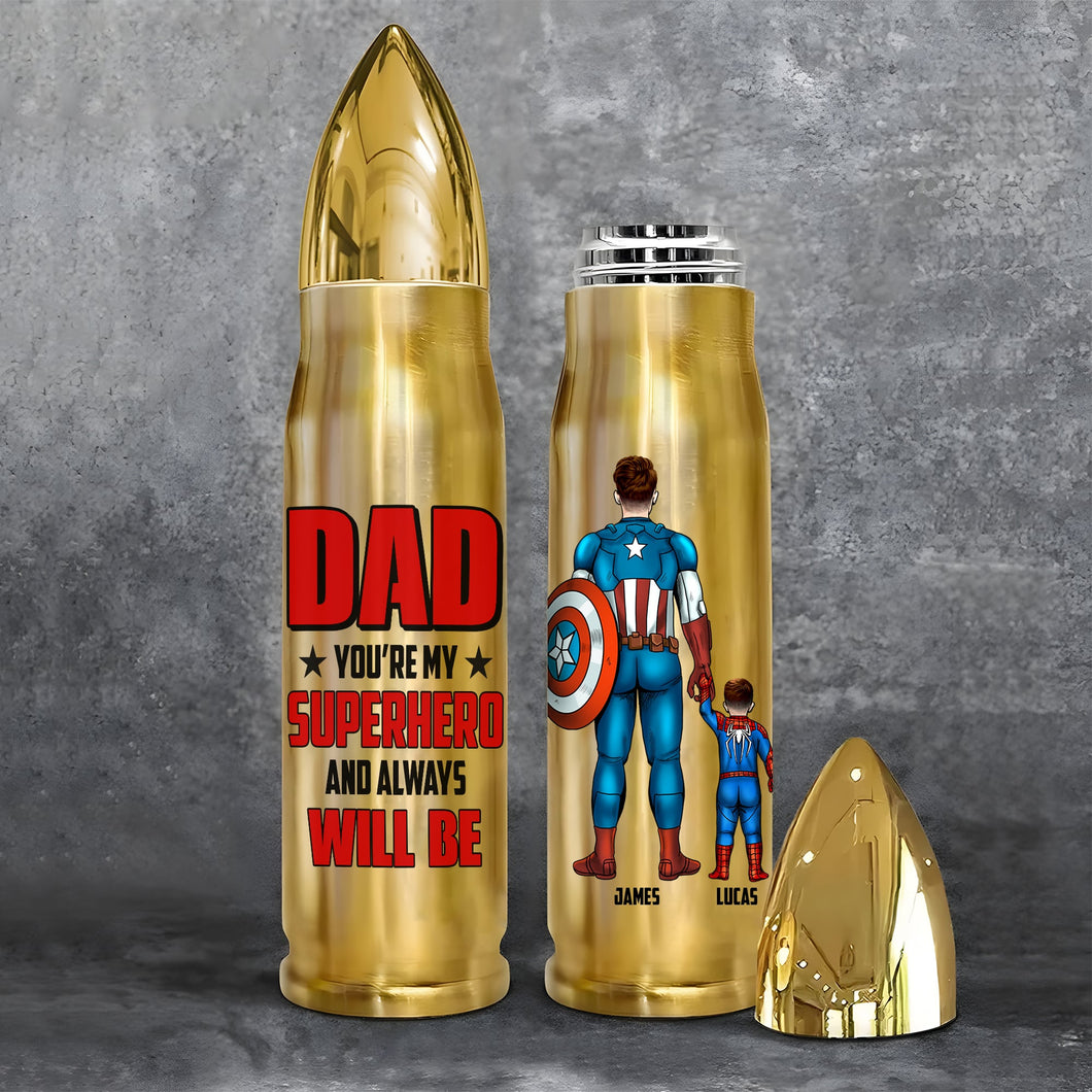 Personalized Superhero Bullet Tumbler for Dad - Father's Day Gift