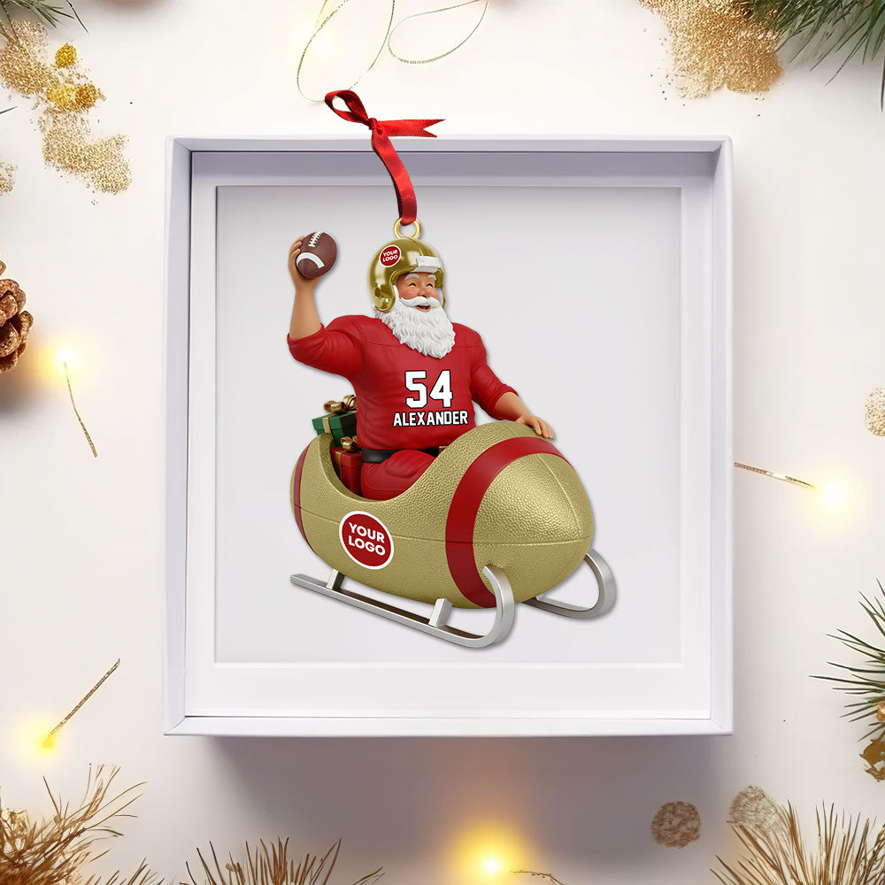 Sport Lover Santa Sleigh Ornament - Personalized Christmas Gift for Sports Fans Ornament PopCulturePrints