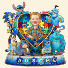 Load image into Gallery viewer, "Celebrate Uniqueness with Ausome Gang" - Custom Acrylic Plaque Gift for Autism Kids Shaped Plaques PopCulturePrints
