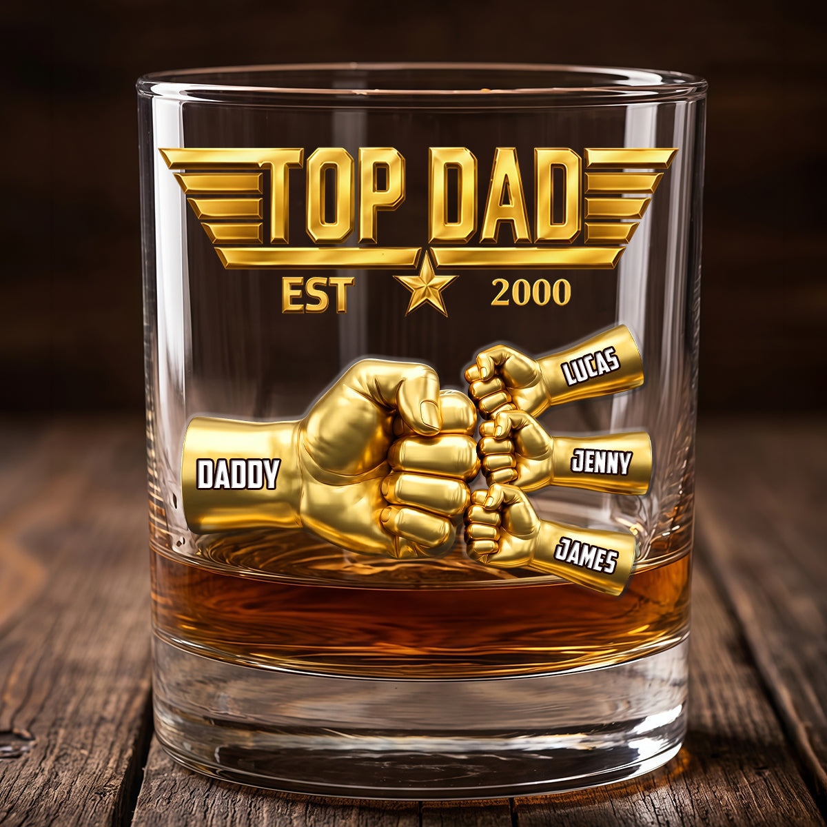 “Cheers to The Best Dad!” - Fist Bump Pilot Glass Mug - Personalized Gift for Dad, Grandpa, and Father Figures Glass PopCulturePrints