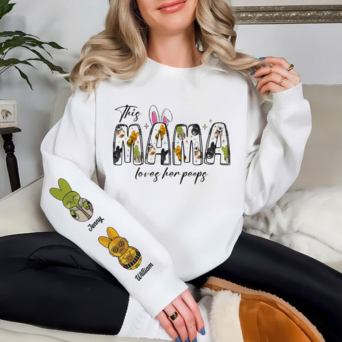 This Mama Loves Her Peeps - Personalized Easter Day Sweatshirt AOP Products PopCulturePrints