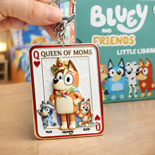 Load image into Gallery viewer, Queen of Moms Keychain - Personalized Gift for Moms and Grandmas Keychains PopCulturePrints
