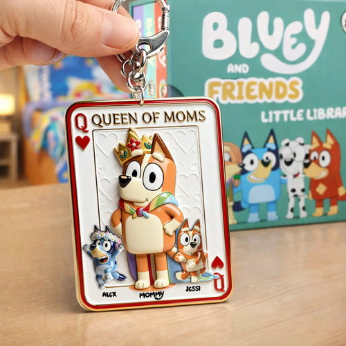 Queen of Moms Keychain - Personalized Gift for Moms and Grandmas Keychains PopCulturePrints