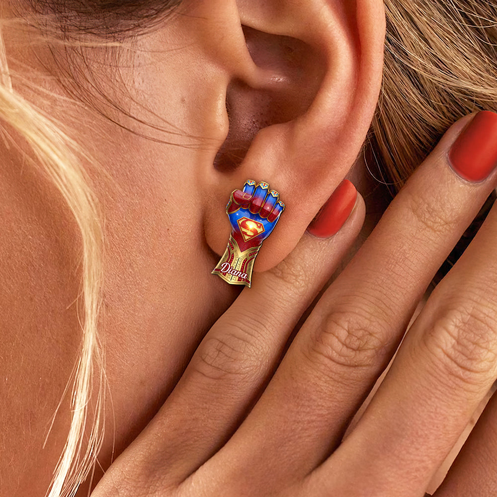 Empower Her Strength: Personalized Power Fist Stud Earrings - Gift for Her Earrings PopCulturePrints