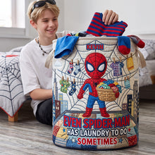 Load image into Gallery viewer, Funny Quilted Laundry Basket - Personalized Gift for Kids Who Love Superheroes
