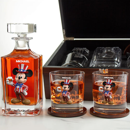 Celebrate Freedom: Personalized Independence Day Whiskey Decanter Set - Unique Gift for Dad, Grandpa & More Whiskey Bottle PopCulturePrints
