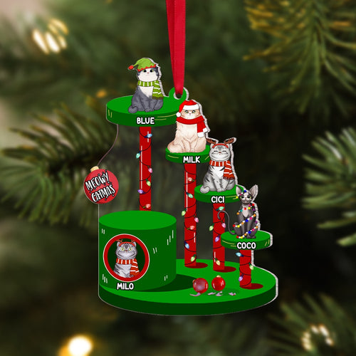 Personalized Cat Lover Christmas Ornament - Meowy Catmas Edition Ornament PopCulturePrints