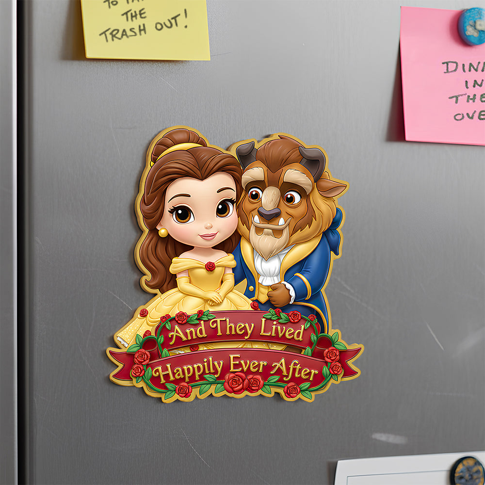 And They Lived Happily Ever After - Personalized Fridge Magnet for Couples Fridge Magnet PopCulturePrints