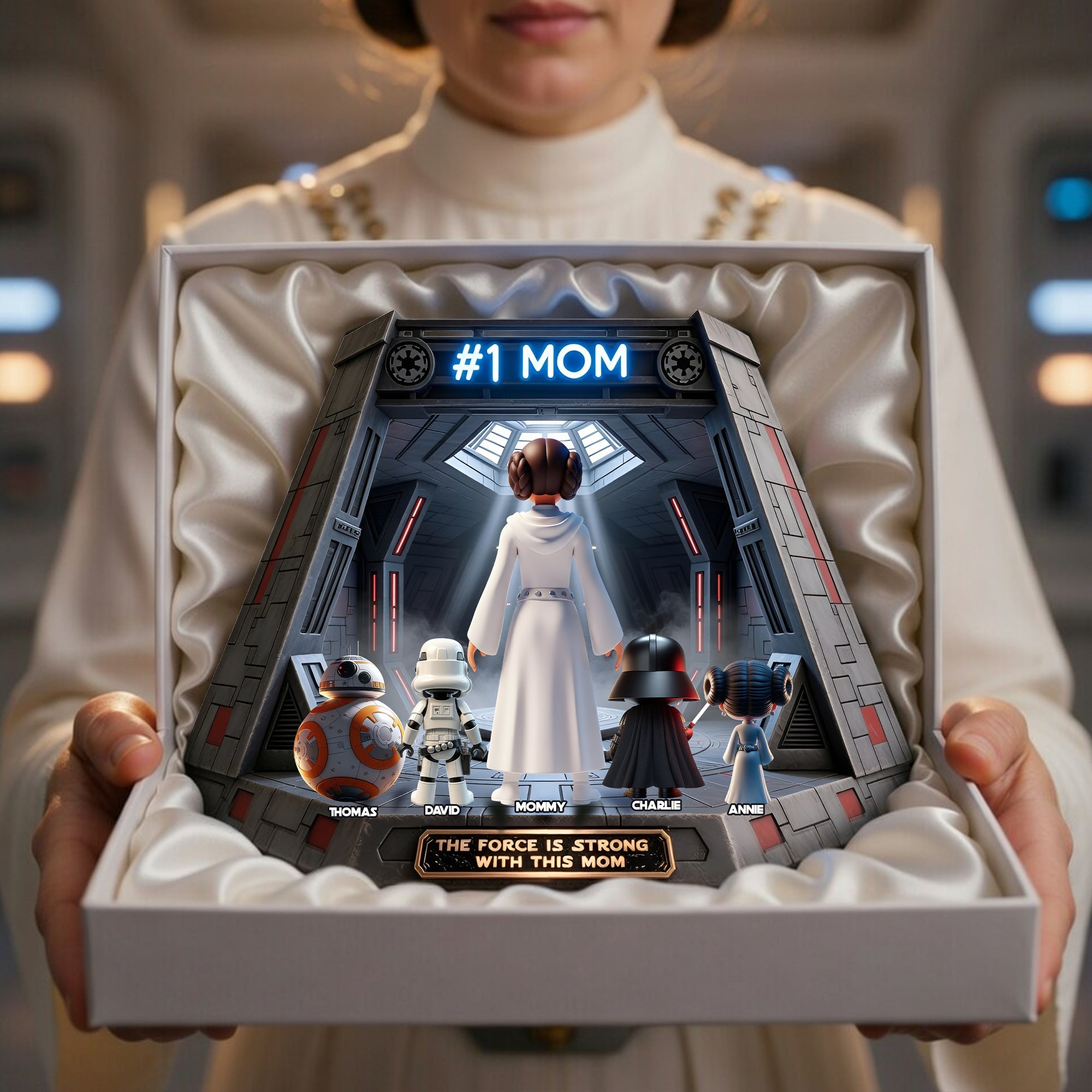 The Force is Strong with This Mom - Universe Mom and Kids Acrylic Plaque - Personalized Gifts for Mother's Day Shaped Plaques PopCulturePrints
