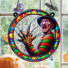 Load image into Gallery viewer, Personalized Horror Character Stained Glass Ornament - Halloween Decoration
