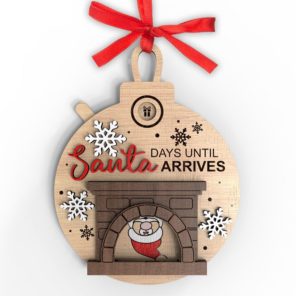 Personalized Funny Fireplace Santa Christmas Countdown Ornament