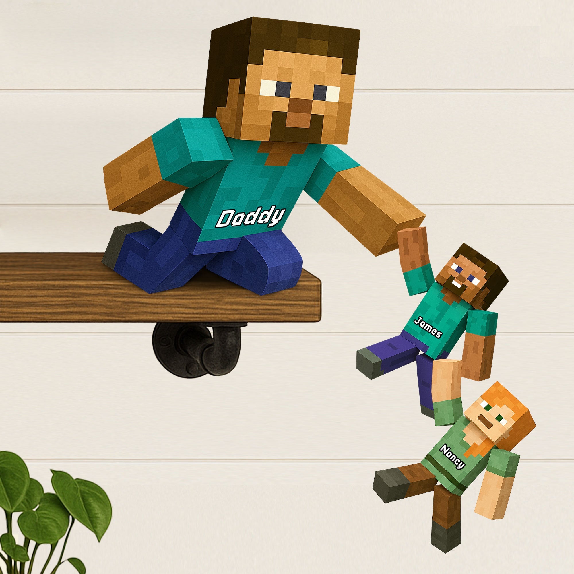 "Dads Are Heroes!" - Pixel Dad Plaque - Personalized Gift for Dad, Grandpa, Father Figures Shaped Plaques PopCulturePrints