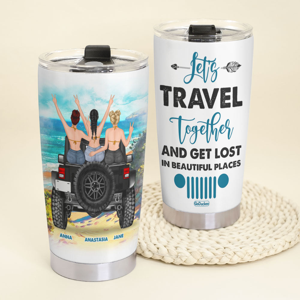 Personalized Travel Together Tumbler - Custom Name Adventure Mug