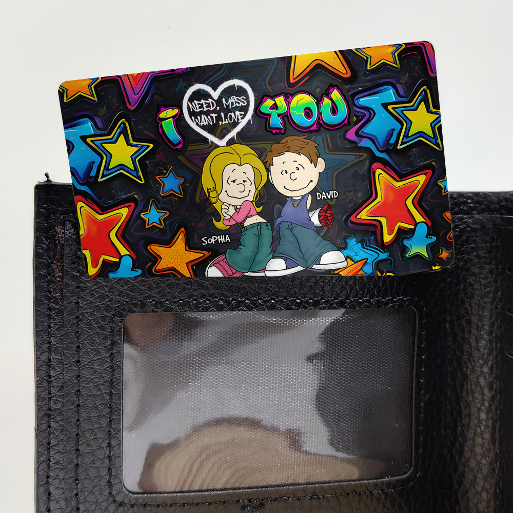 Personalized Couple Wallet Card - I Love You Design Wallet Card PopCulturePrints