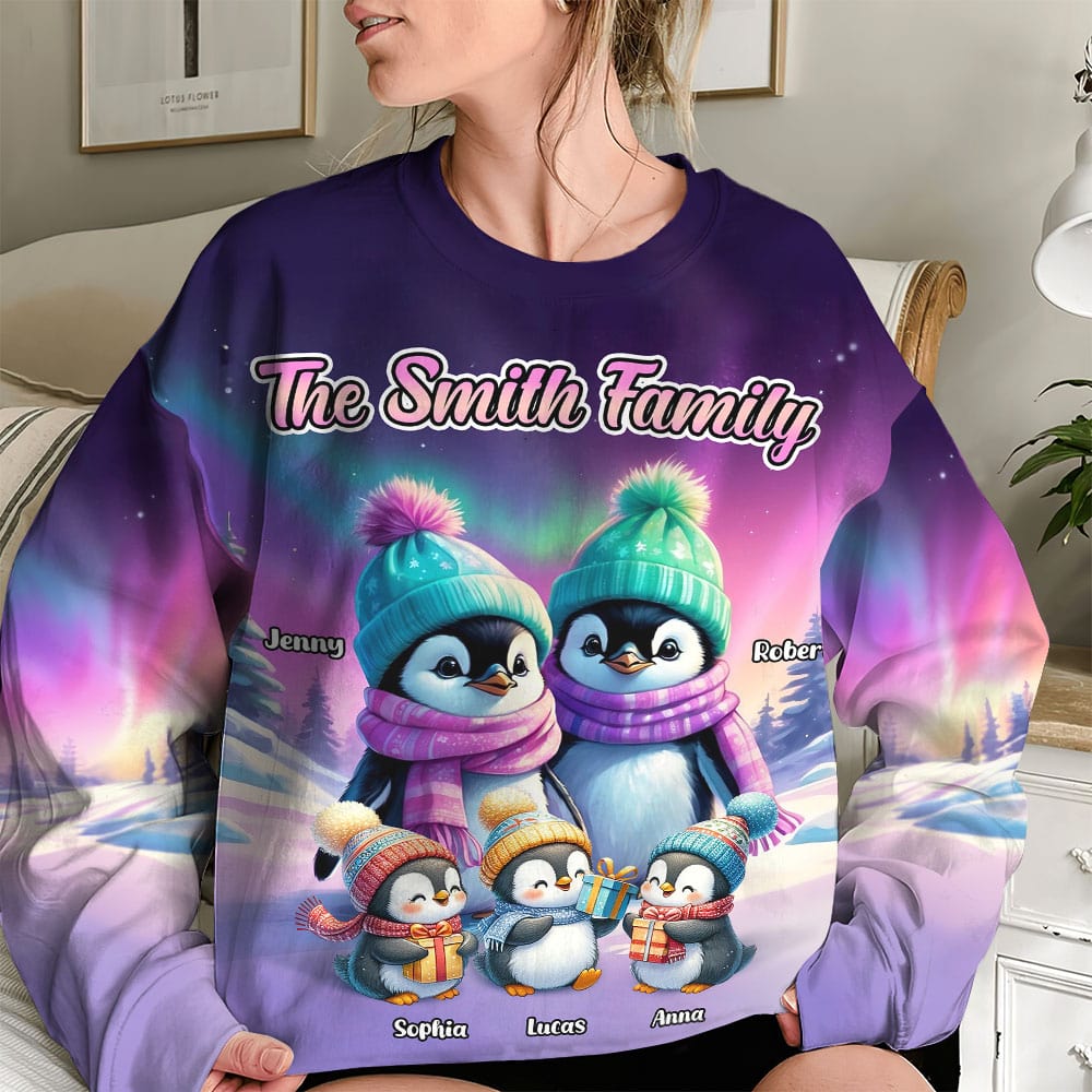 Custom Family Penguin Christmas Sweatshirt