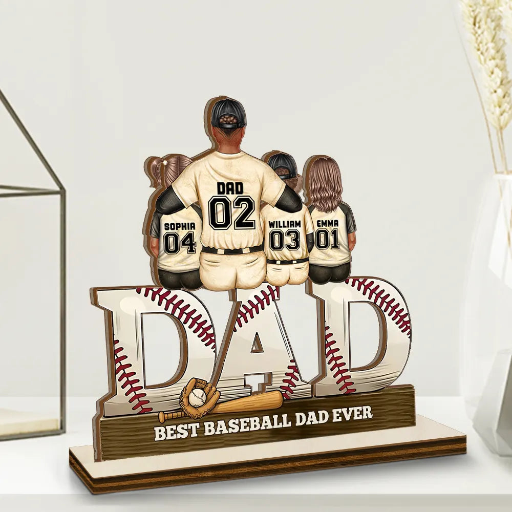 “We Hit A Homerun Scoring You As Our Dad” - Personalized Custom Shaped 2-Layered Wooden Plaque - Gift for Dad, Grandpa & Baseball Lovers Wooden Plaque PopCulturePrints