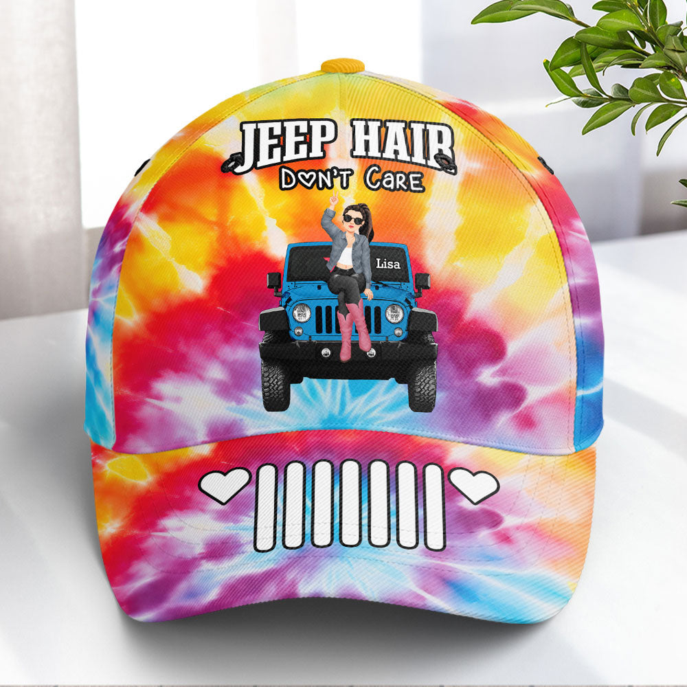 Jeep Hair Don't Care Personalized Tie-Dye Cap