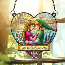 Load image into Gallery viewer, “Link Together Since 2015” - Couple Link Window Hanging Suncatcher Ornament - Personalized Gift for Couples Ornament PopCulturePrints
