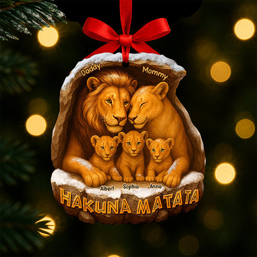 Hakuna Matata Family Christmas Ornament - Personalized Family Gift, Custom Keepsake for Parents and Kids Ornament PopCulturePrints