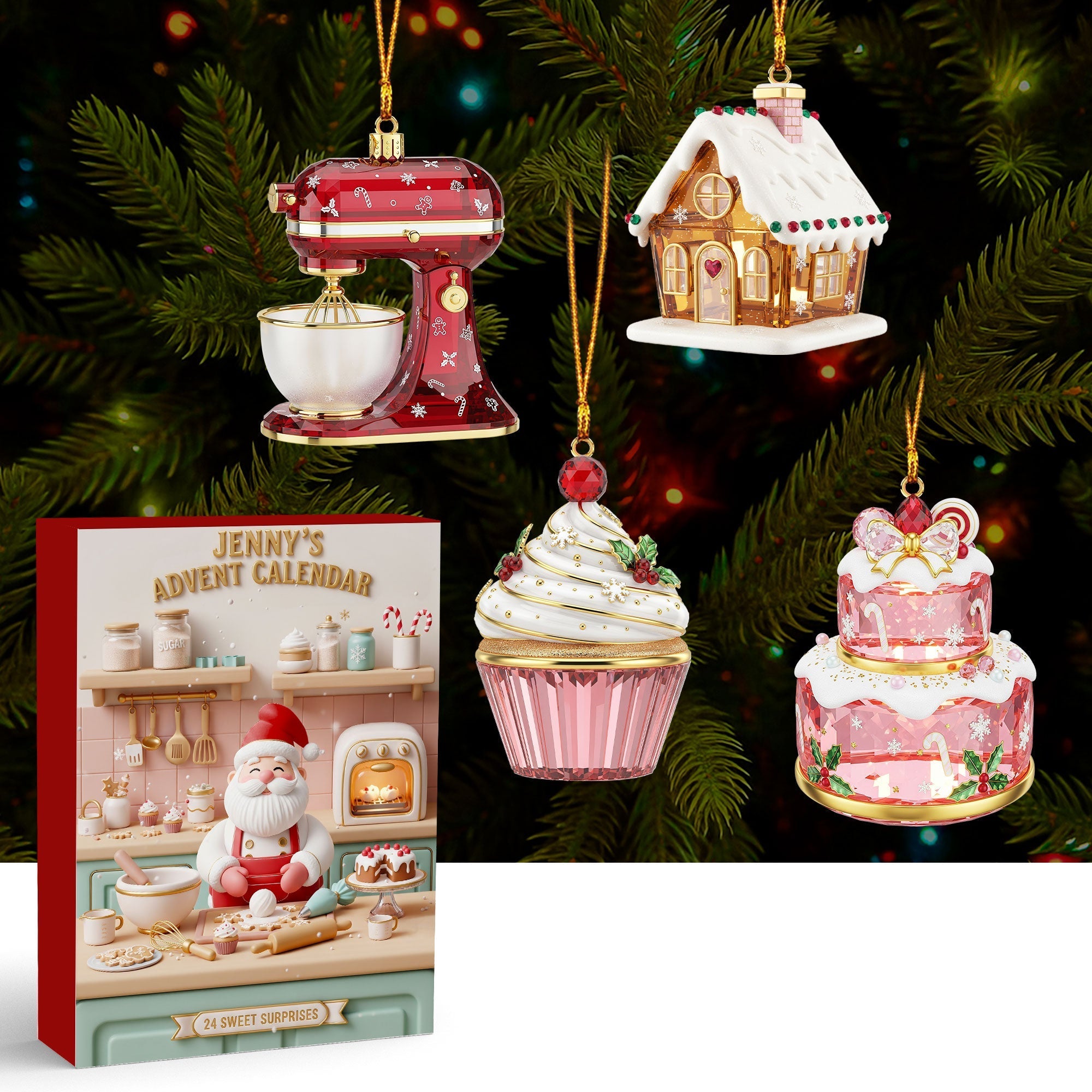 “Bake Your Way to Christmas Joy” - Personalized Custom Acrylic Advent Calendar - Gift for Bakers, Friends, and Family Advent Calendar PopCulturePrints