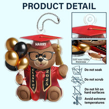 Load image into Gallery viewer, Celebrate Your Graduation with Love - 3D Effect Graduation Bear - Personalized Acrylic Car Hanger - Gift for Graduates, Moms, and Grandmas Acrylic Car Hanger PopCulturePrints
