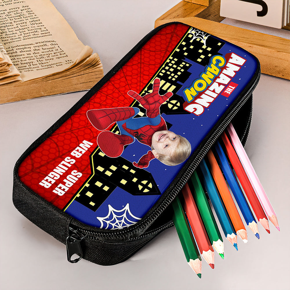 Personalized Superhero Photo Pencil Case - Custom Gift for Kids