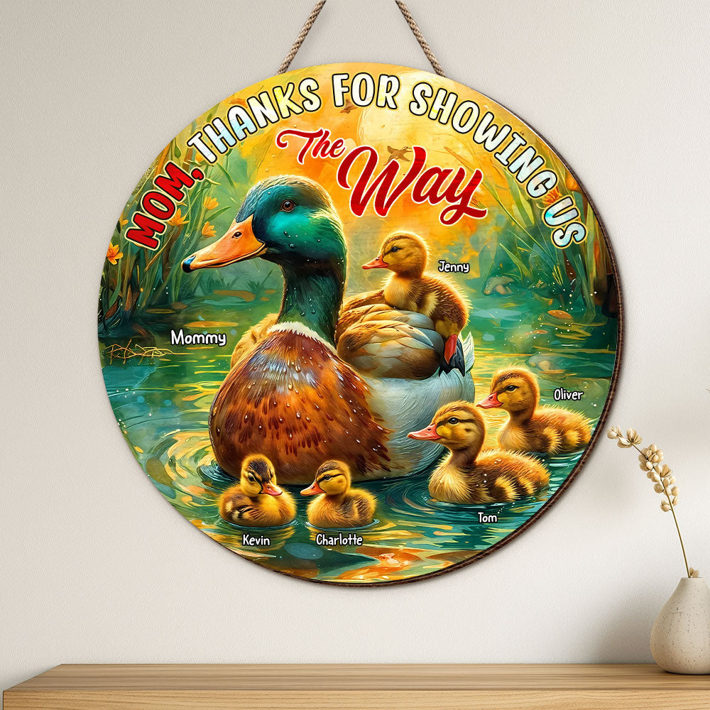 Mom, Thanks for Showing Us the Way - Personalized Wood Sign Gift for Mom & Grandma Wood Sign PopCulturePrints