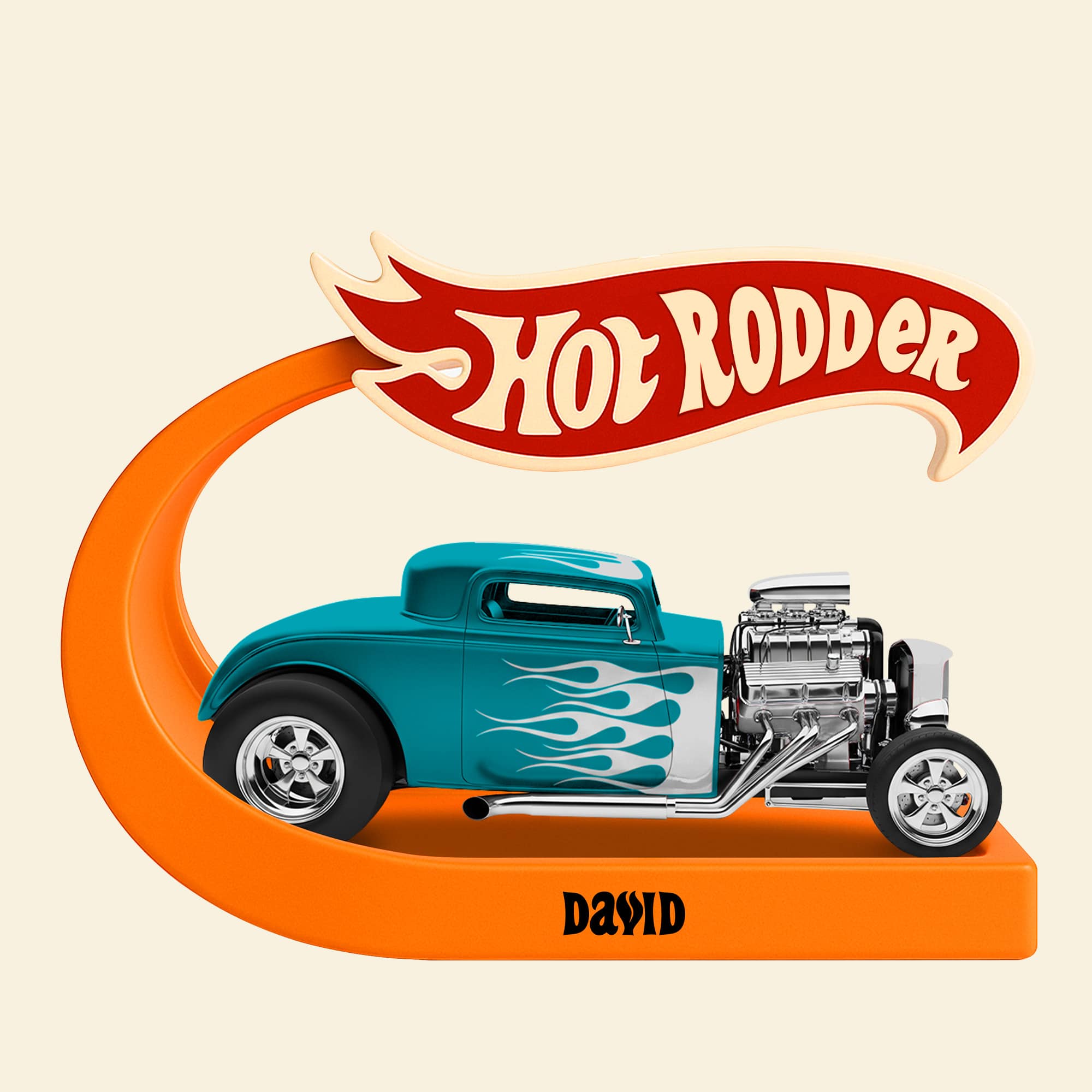 Hot Rod Love: Vintage Muscle Machine Plaque - Personalized Gifts for Car Enthusiasts Shaped Plaques PopCulturePrints