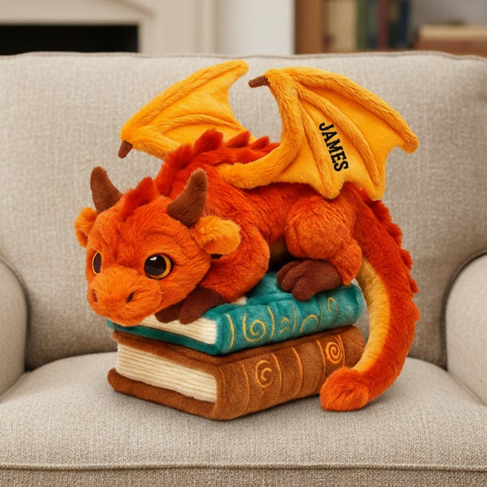 Ignite Your Imagination - Dragon Book Custom Shaped Pillow - Personalized Gift for Book Lovers Pillow PopCulturePrints